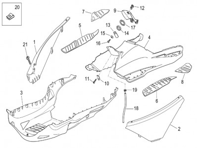 Goma suelo trasera izquierda Aprilia Arrecife 125 2003-2004