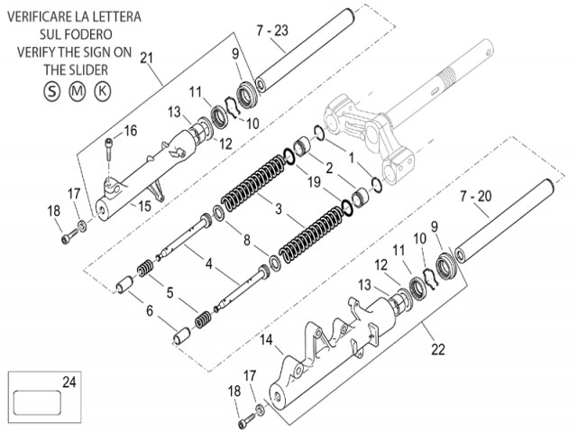 Barra completa izquierda Aprilia Arrecife 125 2003-2004