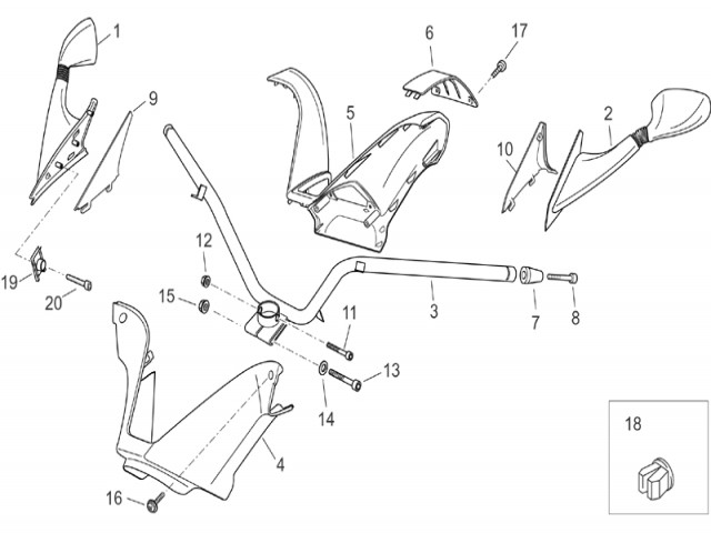 Embellecedor manillar Aprilia Arrecife 125 2003-2004
