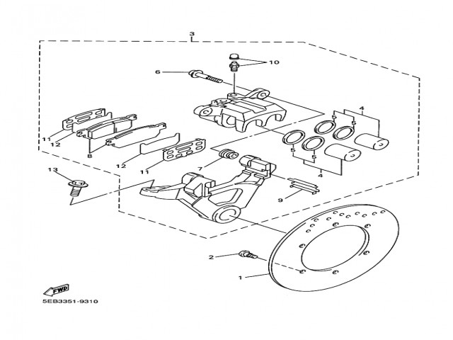 Pinza freno trasera Yamaha R6 600 cc 1999 - 2000