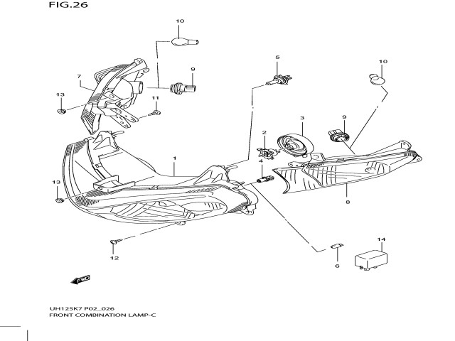Intermitente delantero izquierdo Suzuki Burgman 125 2007-2009
