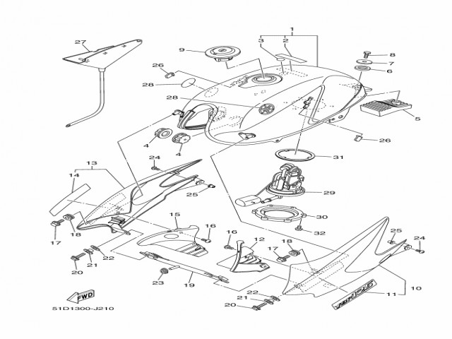 Aireador derecho Yamaha Ybr 125 2010 - 2014