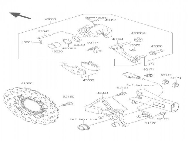 Disco freno trasero abs Kawasaki Er6 f 650 cc 2009 - 2011