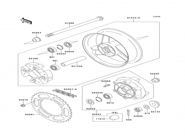 Eje rueda trasera Kawasaki Zzr 600 1994-1996