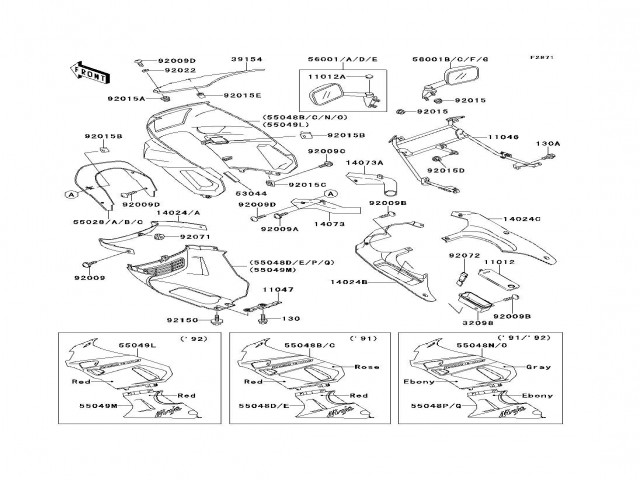 Bandeja derecha Kawasaki Zzr 600 1990-1993