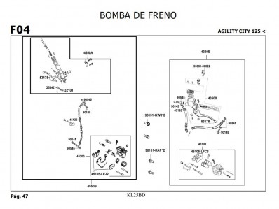 Latiguillo freno trasero Kymco Agility city 125 2007-2014