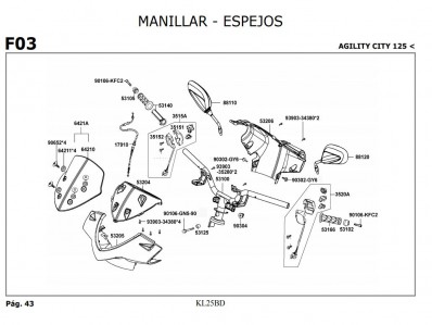Piña luces izquierda Kymco Agility city 125 2007-2014