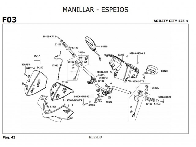 Piña luces izquierda Kymco Agility city 125 2007-2014