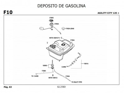 Grifo gasolina Kymco Agility city 125 2007-2014