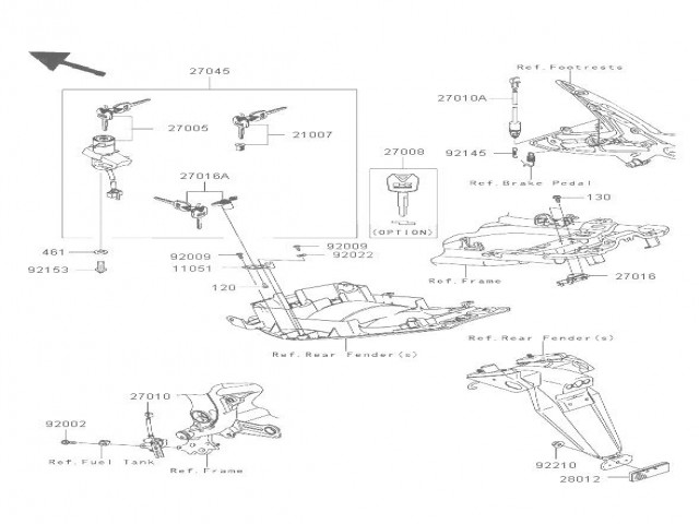 Cerradura asiento Kawasaki Er6n 650 2005 - 2008