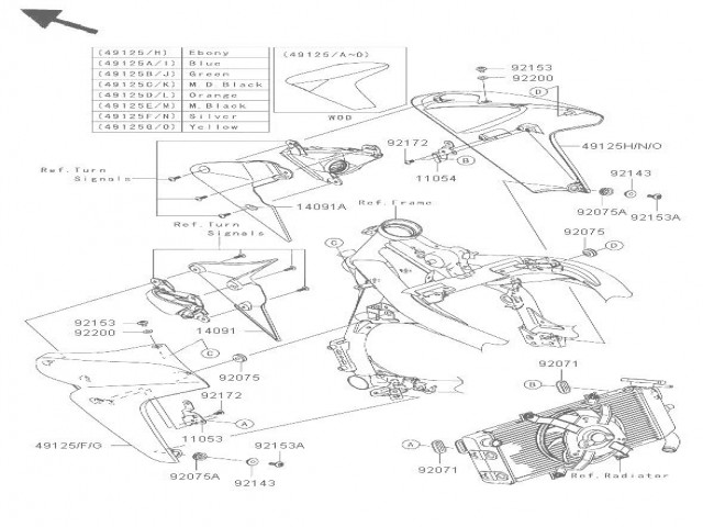 Faldon izquierdo  Kawasaki Er6n 650 2005 - 2008