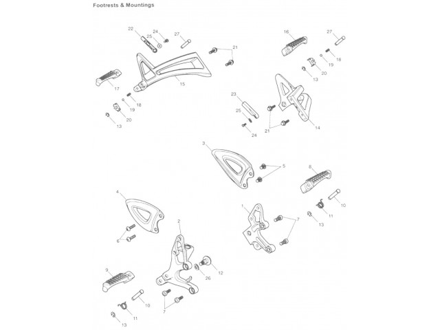 Soporte estribera delantero derecho Triumph Speed triple 1050 2006-2007