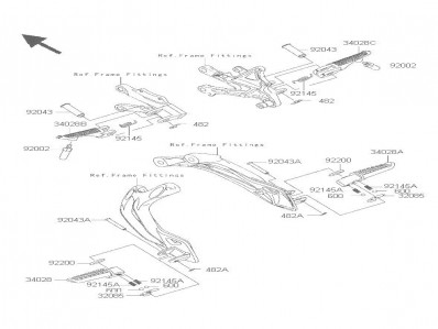 Estribera trasera derecha Kawasaki z 1000 2007-2009
