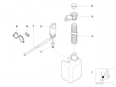 Deposito agua limpia parabrisas Bmw C1 125 cc y 200 cc 1999 - 2003