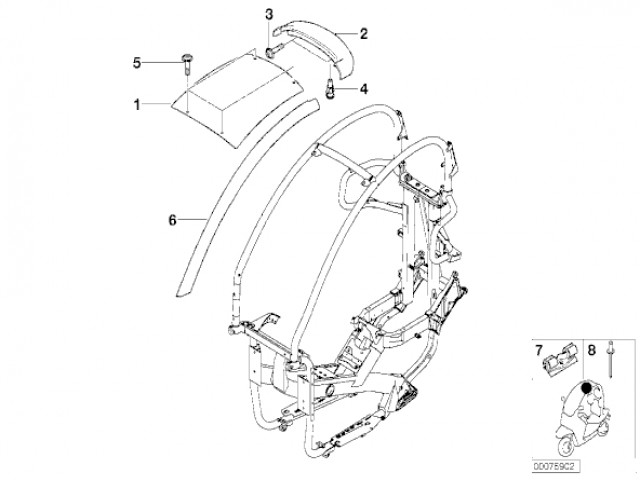 Aleta trasera Bmw C1 125 cc y 200 cc 1999 - 2003
