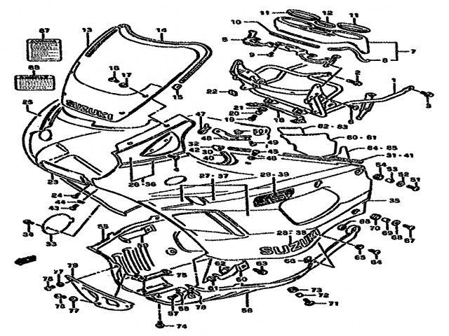 Faldon izquierdo Suzuki Gsx f 750 1989-1997