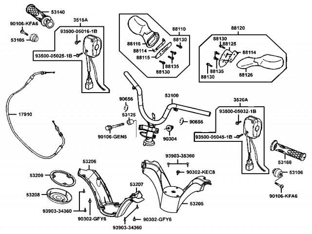 Cable acelerador Mod 2004 Kymco Grand dink 125 2002 - 2005