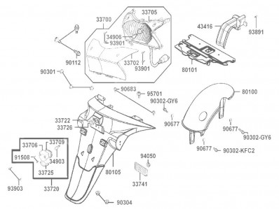 Aleta pase rueda Kymco Grand dink 125 2009 - 2012