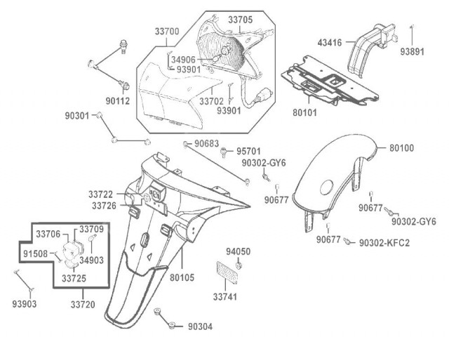 Aleta pase rueda Kymco Grand dink 125 2009 - 2012
