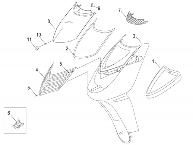 Carenado inferior Aprilia Sonic h2o 50 1998 - 2008