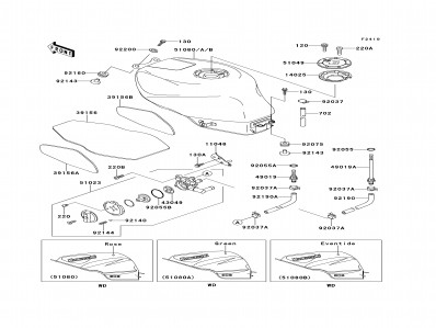Grifo gasolina Kawasaki Zx6 r 600 cc 1994 - 1996
