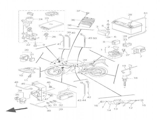 Interruptor freno trasero Yamaha R1 1000 cc 2007 - 2008