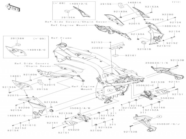 Soporte estribera delantero derecho negr