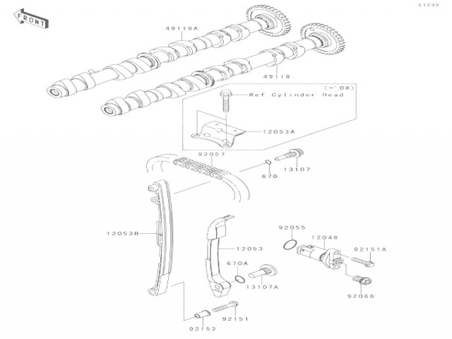 Arbol de levas escape Kawasaki Z 750 2007-2009
