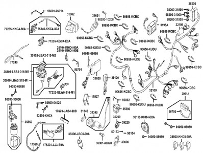 Sistema electrico completo modelo iyección y Abs Kymco Xciting 500, I evo, i r abs, i (afi) 2005 - 2017
