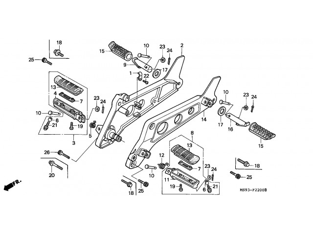 Estribera trasera derecha Honda cb 500 1993 - 1997