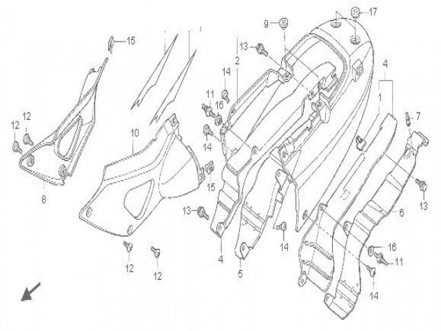 Aislante térmico silencioso izquierdo Honda Varadero 1000 2003-2011