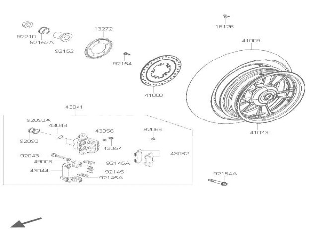 CORONA ABS TRASERA Kawasaki J300 y J300 ABS 2014 - 2018