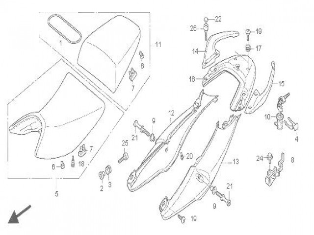MECANISMO DE ASIENTO Honda CBF 600 y CBF 600 ABS 2004 - 2007