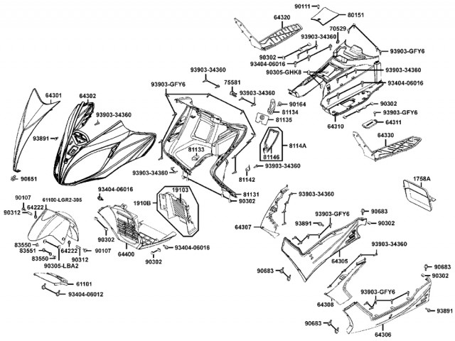 Carenado superior Moderna Kymco Xciting 500, I evo, i r abs, i (afi) 2005 - 2017