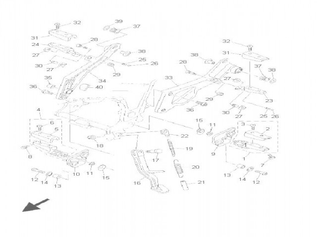 Estribera trasera derecha Yamaha diversion  600 1993 - 1994