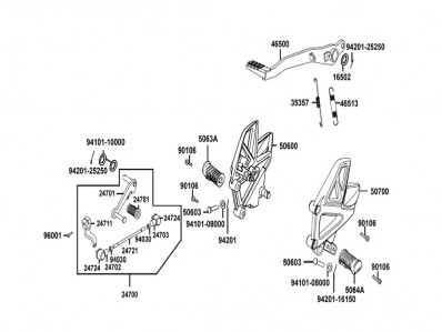 Soporte estribera delantero derecho Kymco Quannon 125 2007-2011