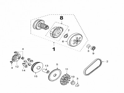 Semi polea fija variador Peugeot Satelis 125 2006-2008