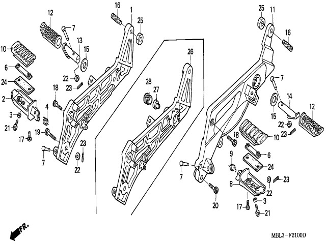 Estribera delantera izquierda Honda deauville 650 2004-2005