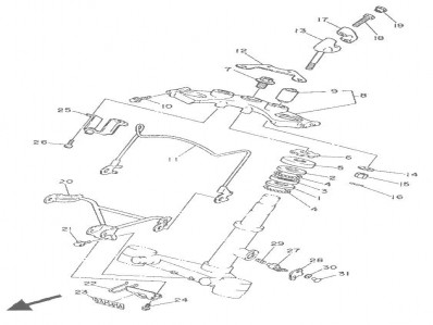 Tija superior Yamaha Virago 250 1989-1996