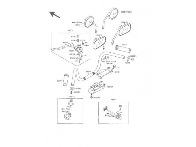 Retrovisor derecho redondo Kawasaki Vulcan 500 1989-1995
