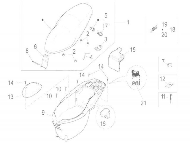 Tapa bateria Aprilia Sportcity one 125 2008-2015