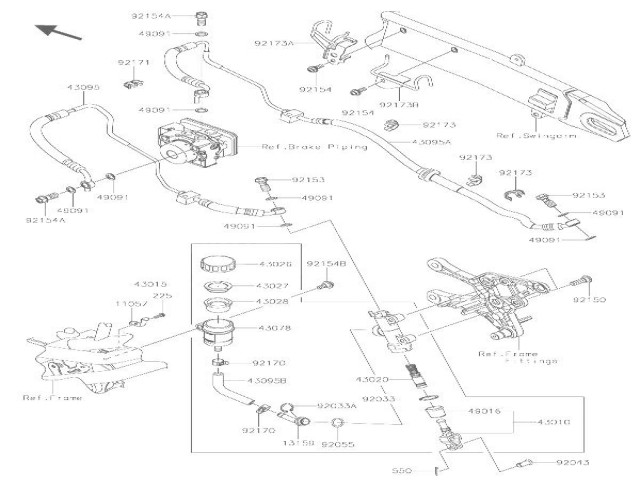 LATIGUILLO FRENO TRASERO Kawasaki Z900 y z900 abs 2017 - 2019