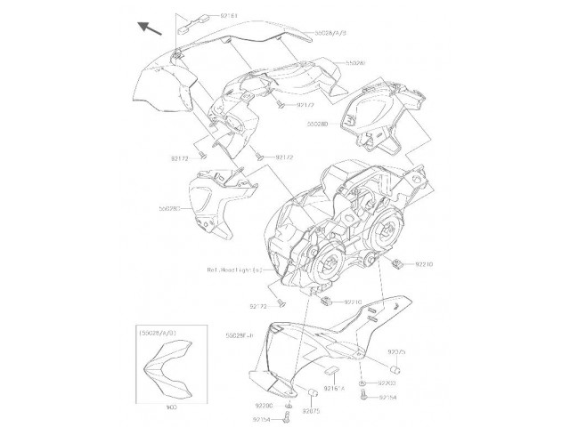 EMBELLECEDOR FARO SUPERIOR Kawasaki Z900 y z900 abs 2017 - 2019