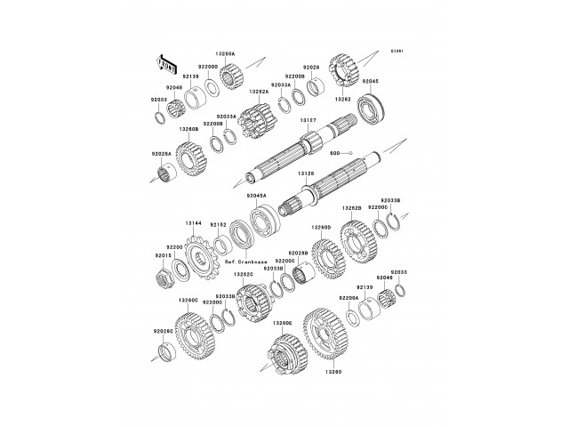 Eje primario del cambio Kawasaki Zx6r 600 - 636 cc 2005 - 2006