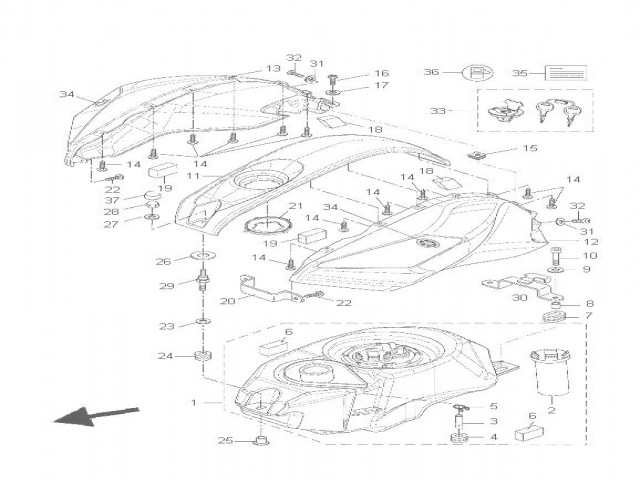 Cubre deposito central  Yamaha Yzf 125 2008 - 2013