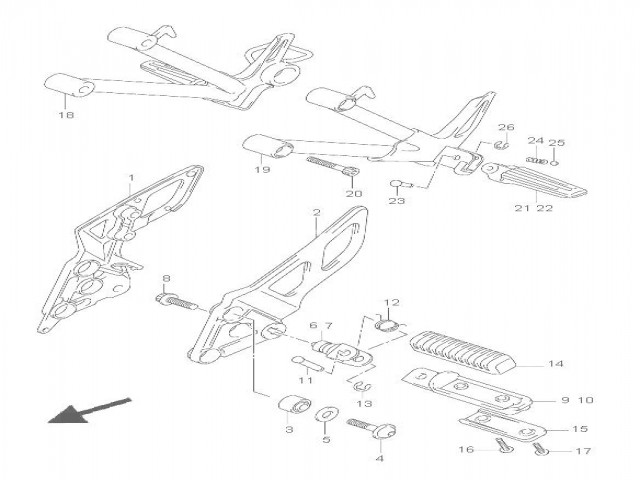 Estribera delantera izquierda Suzuki Bandit 650 2005 - 2006 - 650 S - 650 N - 650 ABS