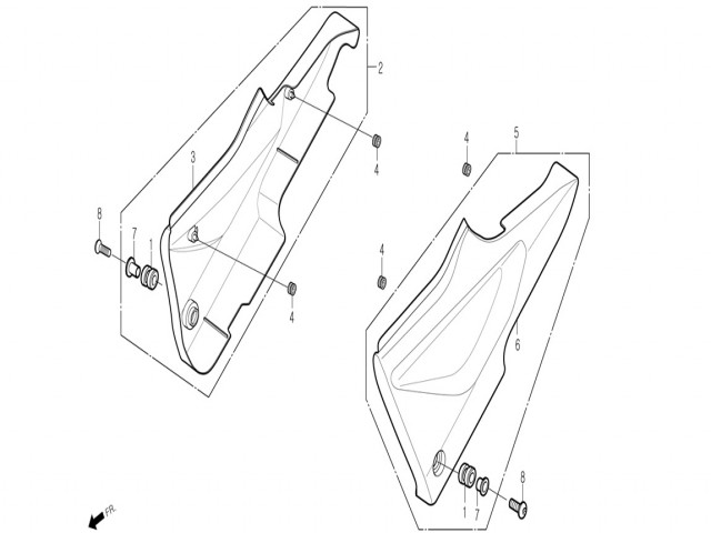 Cacha pequeña derecha Daelim Roadwin 125 R 2007 - 2011