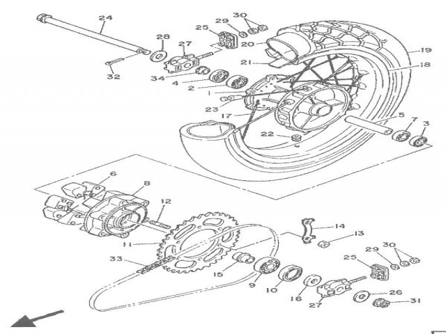Eje rueda trasera Yamaha Super tenere 750 1989-1994