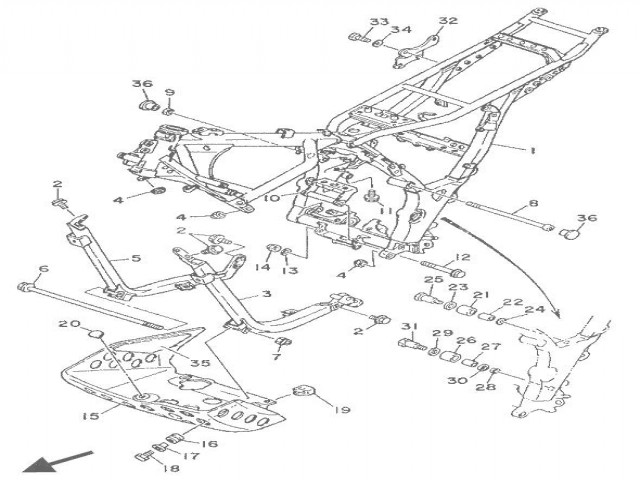 Cuna chasis izquierda Yamaha Super tenere 750 1989-1994