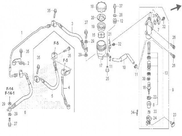 BOMBA FRENO TRASERO Honda Cb 1000 r 2008 - 2018